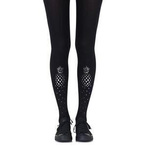 Zohara Pineapple Laser Cut Tights Women Blacksilver